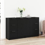 vidaXL Sideboard cu sertar Stejar Negru 180 x 30 x 70 cm Lemn compozit