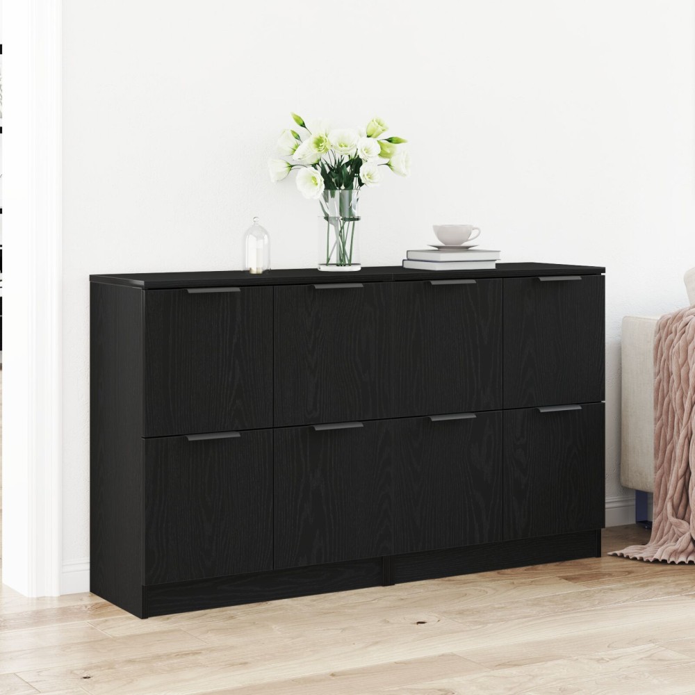 vidaXL Bufete 2 buc Negru Stejar 60x30x70 cm Lemn prelucrat