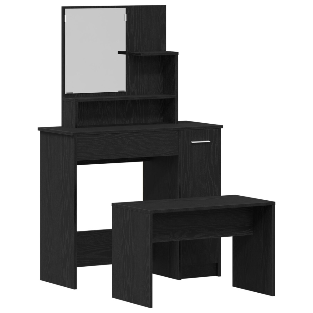 Set masă de toaletă vidaXL din stejar negru