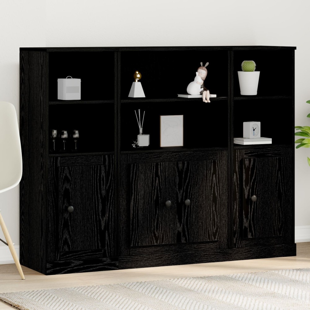 vidaXL Highboard Stejar Negru Lemn compozit