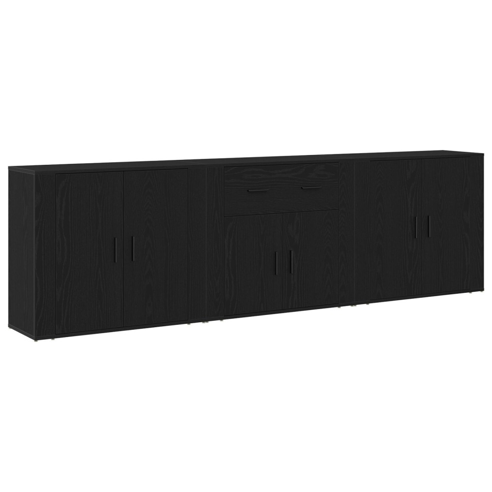 vidaXL Set 3 sideboarduri Stejar Negru Lemn prelucrat