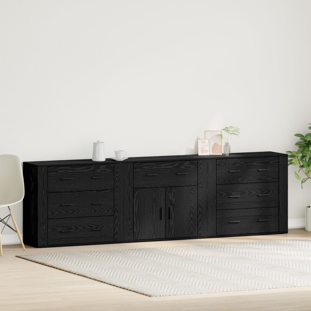 vidaXL Sideboard cu sertar Stejar Negru 240 x 33 x 70 cm Lemn compozit
