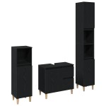 vidaXL Set de mobilier pentru baie cu ușă 3 pcs Negru 30 x 30 x 180 cm vidaXL Set de mobilier pentru baie cu ușă 3 pcs Negru 30 x 30 x 180 cm
