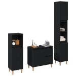 vidaXL Set de mobilier pentru baie cu ușă 3 pcs Negru 30 x 30 x 180 cm vidaXL Set de mobilier pentru baie cu ușă 3 pcs Negru 30 x 30 x 180 cm