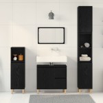 vidaXL Set de mobilier pentru baie cu ușă 3 pcs Negru 30 x 30 x 180 cm vidaXL Set de mobilier pentru baie cu ușă 3 pcs Negru 30 x 30 x 180 cm