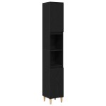 vidaXL Set de mobilier pentru baie cu ușă 3 pcs Negru 30 x 30 x 180 cm vidaXL Set de mobilier pentru baie cu ușă 3 pcs Negru 30 x 30 x 180 cm