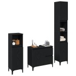 vidaXL Set de mobilier pentru baie cu ușă 3 pcs Negru 30 x 30 x 180 cm vidaXL Set de mobilier pentru baie cu ușă 3 pcs Negru 30 x 30 x 180 cm