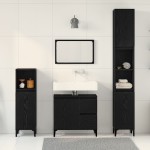 vidaXL Set de mobilier pentru baie cu ușă 3 pcs Negru 30 x 30 x 180 cm vidaXL Set de mobilier pentru baie cu ușă 3 pcs Negru 30 x 30 x 180 cm