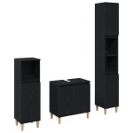 vidaXL Set de mobilier pentru baie cu ușă 3 pcs Negru 30 x 30 x 180 cm vidaXL Set de mobilier pentru baie cu ușă 3 pcs Negru 30 x 30 x 180 cm