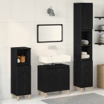 vidaXL Set de mobilier pentru baie cu ușă 3 pcs Negru 30 x 30 x 180 cm vidaXL Set de mobilier pentru baie cu ușă 3 pcs Negru 30 x 30 x 180 cm