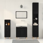 vidaXL Set de mobilier pentru baie cu ușă 3 pcs Negru 30 x 30 x 180 cm vidaXL Set de mobilier pentru baie cu ușă 3 pcs Negru 30 x 30 x 180 cm
