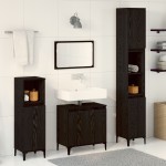 vidaXL Set de mobilier pentru baie cu ușă 3 pcs Negru 30 x 30 x 180 cm vidaXL Set de mobilier pentru baie cu ușă 3 pcs Negru 30 x 30 x 180 cm