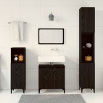 vidaXL Set de mobilier pentru baie cu ușă 3 pcs Negru 30 x 30 x 180 cm vidaXL Set de mobilier pentru baie cu ușă 3 pcs Negru 30 x 30 x 180 cm