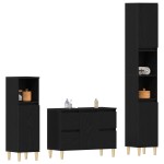 vidaXL Set de mobilier pentru baie cu ușă 3 pcs Negru 30 x 30 x 180 cm vidaXL Set de mobilier pentru baie cu ușă 3 pcs Negru 30 x 30 x 180 cm