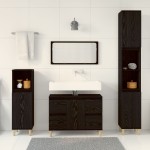 vidaXL Set de mobilier pentru baie cu ușă 3 pcs Negru 30 x 30 x 180 cm vidaXL Set de mobilier pentru baie cu ușă 3 pcs Negru 30 x 30 x 180 cm