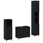 vidaXL Set de mobilă pentru baie 3 pcs Stejar Negru 30 x 30 x 190 cm vidaXL Set de mobilă pentru baie 3 pcs Stejar Negru 30 x 30 x 190 cm