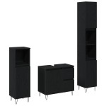 vidaXL Set de Mobilier pentru Baie 3 pcs Stejar Negru 30 x 30 x 190 cm