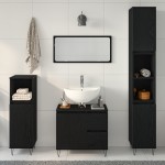vidaXL Set de Mobilier pentru Baie 3 pcs Stejar Negru 30 x 30 x 190 cm