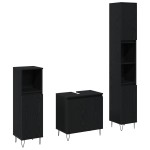 vidaXL Set de Mobilier pentru Baie 3 pcs Stejar Negru 30 x 30 x 190 cm