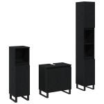vidaXL Set de mobilier pentru baie cu ușă 3 pcs Negru 30 x 30 x 190 cm vidaXL Set de mobilier pentru baie cu ușă 3 pcs Negru 30 x 30 x 190 cm