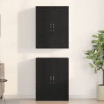 vidaXL Dulap montat pe perete 2 pcs Stejar negru 69.5 x 34 x 90 cm