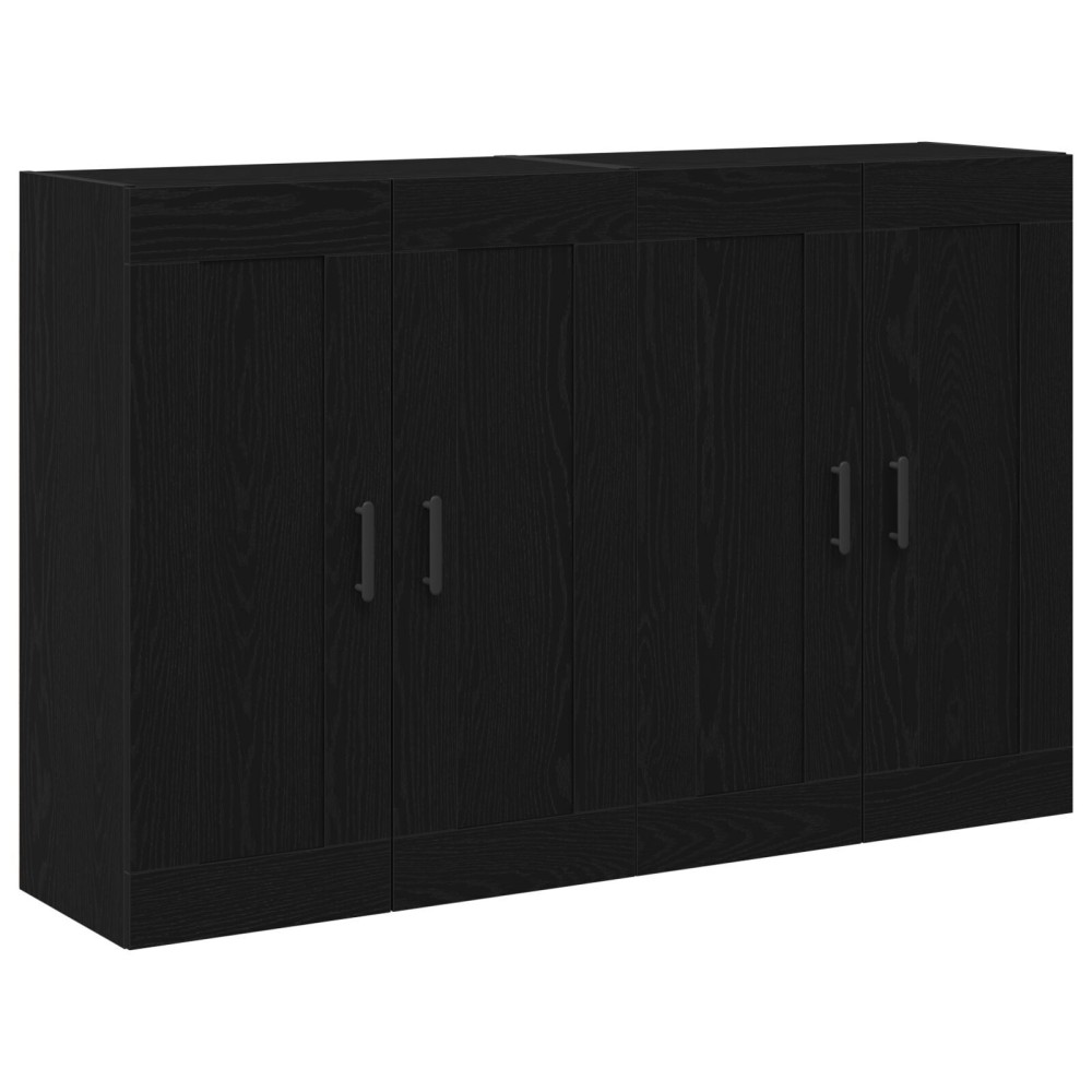 vidaXL Cabinet suspendat Pe perete 2 pcs Stejar negru 160 x 34 x 90 cm
