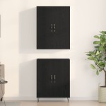 vidaXL Bufet 2 pcs Stejar Negru Lemn tehnic și sticlă