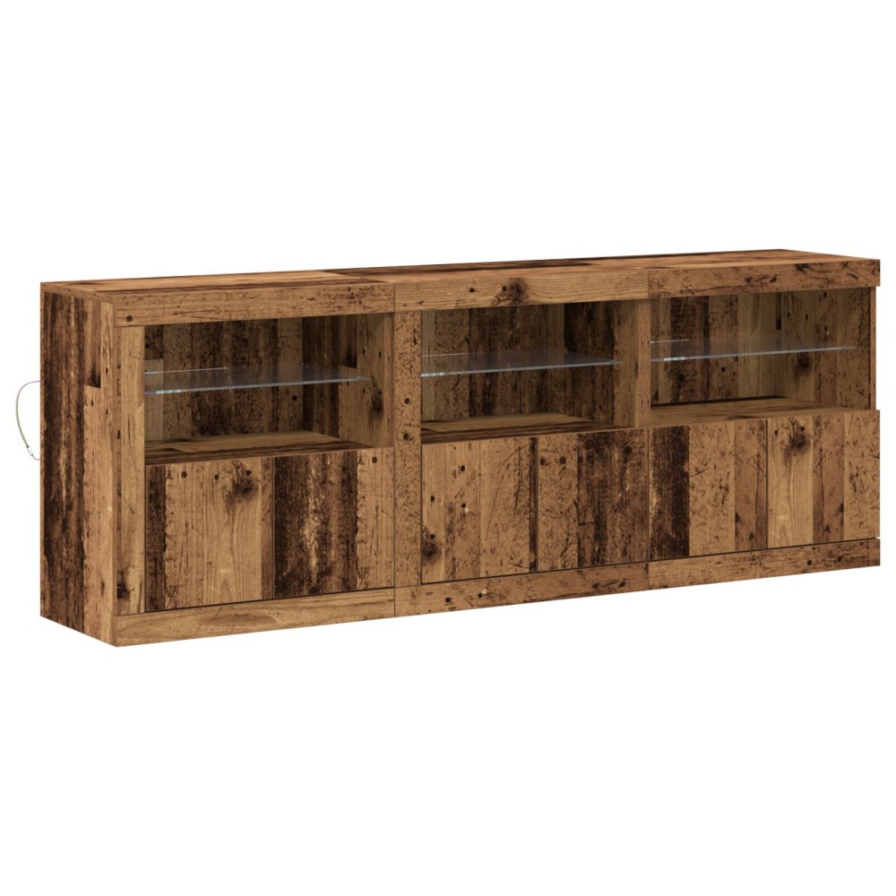vidaXL Sideboard cu lumini LED Lemn vechi 181.5x37x67 cm Lemn compus
