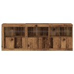 vidaXL Sideboard cu lumini LED Lemn vechi 181.5x37x67 cm Lemn compus