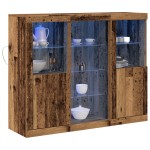 vidaXL Bufet cu Luminile LED Lemn Vechi 123x37x100 cm Lemn prelucrat