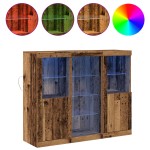 vidaXL Bufet cu Luminile LED Lemn Vechi 123x37x100 cm Lemn prelucrat