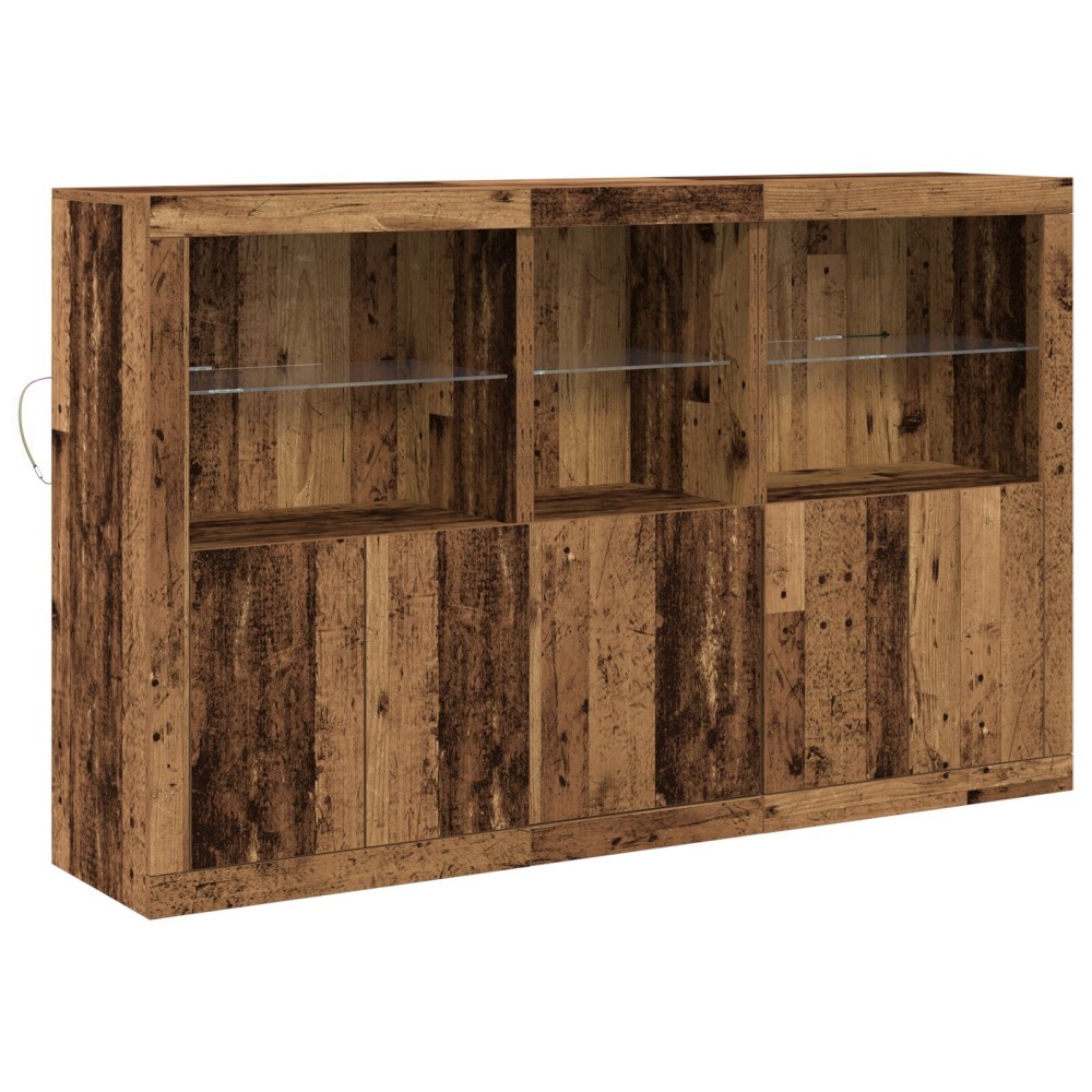 vidaXL Sideboard cu LED-uri Lemn vechi 162x37x100 cm Lemn prelucrat