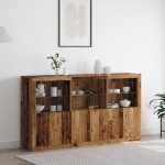 vidaXL Sideboard cu lumini LED Lemn vechi 181.5x37x100 cm Lemn prelucrat