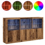 vidaXL Sideboard cu lumini LED Lemn vechi 181.5x37x100 cm Lemn prelucrat
