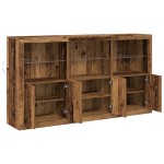 vidaXL Sideboard cu lumini LED Lemn vechi 181.5x37x100 cm Lemn prelucrat