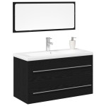 vidaXL Dulap pentru Chiuveta de Baie cu sertar 3 pcs Stejar Negru