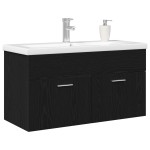 vidaXL Dulap de Baie Stejar Negru 90 x 38,5 x 46 cm Lemn compozit