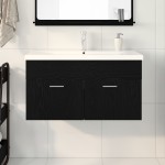 vidaXL Dulap de Baie Stejar Negru 90 x 38,5 x 46 cm Lemn compozit