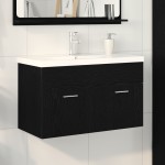 vidaXL Dulap de Baie Stejar Negru 80 x 38,5 x 46 cm Lemn compozit