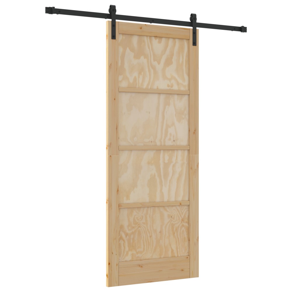 Ușă Glisantă vidaXL cu set de accesorii 83x202 cm din Lemn Solid de Pin