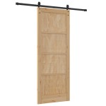 vidaXL Ușă glisantă Natural și Negru 83 x 211 cm Lemn de pin masiv