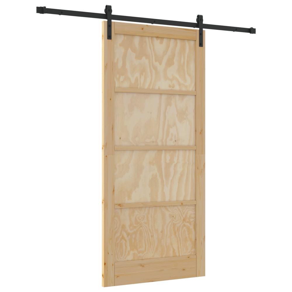 vidaXL Ușa Glisantă Manual Natural și negru 93 x 202 cm