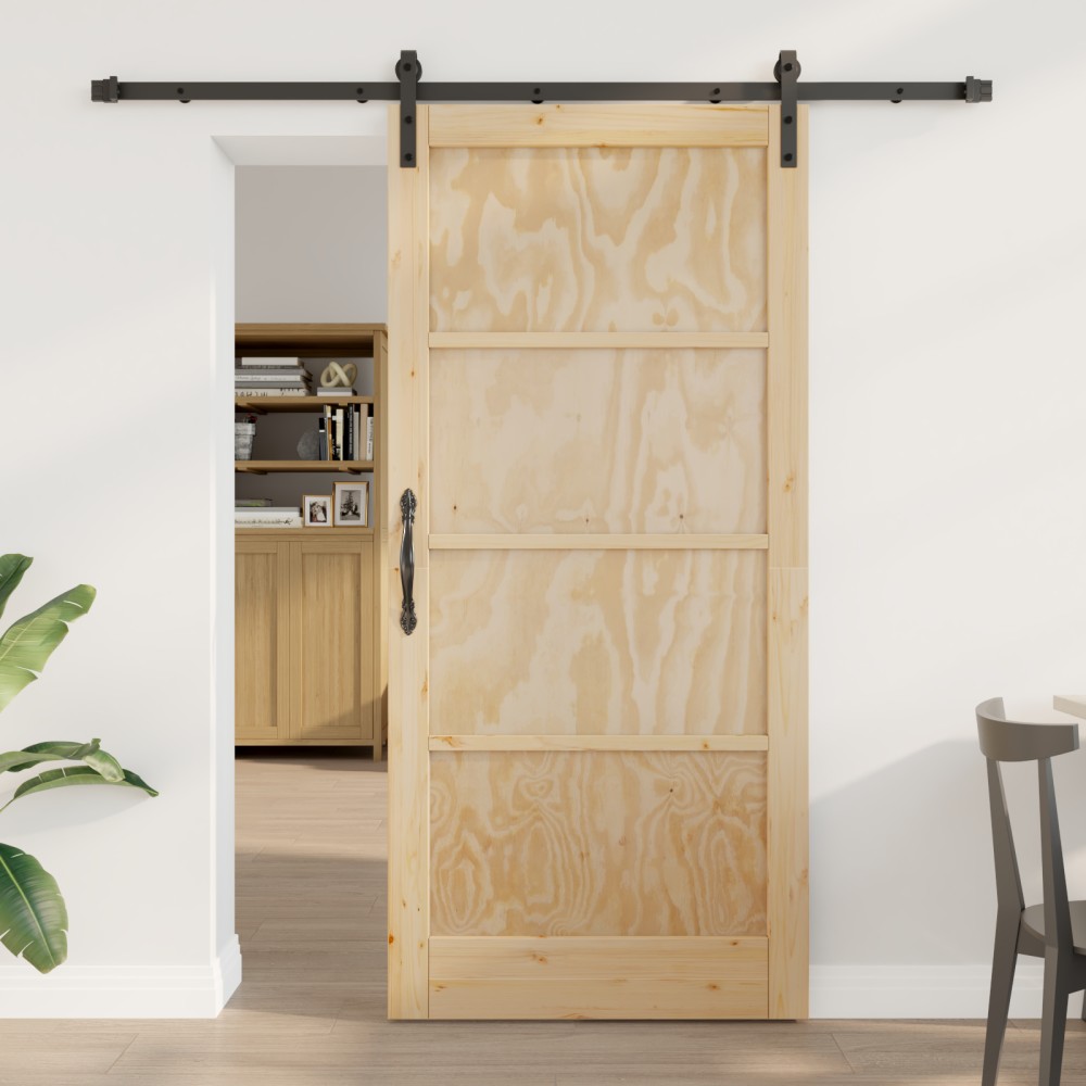 vidaXL Ușa Glisantă Manual Natural și negru 93 x 202 cm