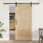 vidaXL Ușa Glisantă Manual Natural și negru 93 x 202 cm vidaXL Ușa Glisantă Manual Natural și negru 93 x 202 cm