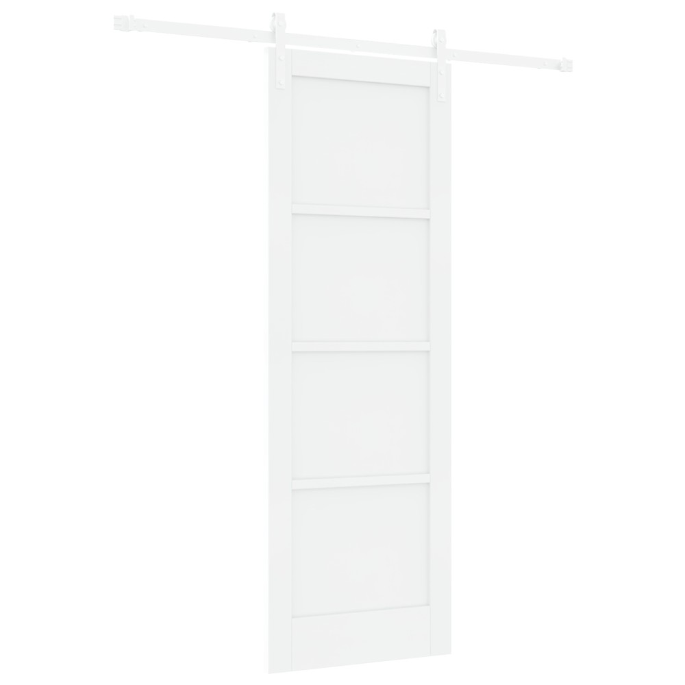 Ușa glisantă vidaXL alb 73.5x211 cm din lemn masiv de pin cu accesorii