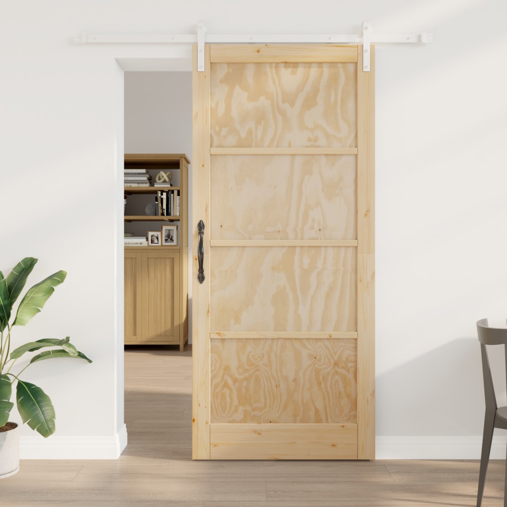 vidaXL Ușa Glisantă Manual Natural și alb 93 x 211 cm