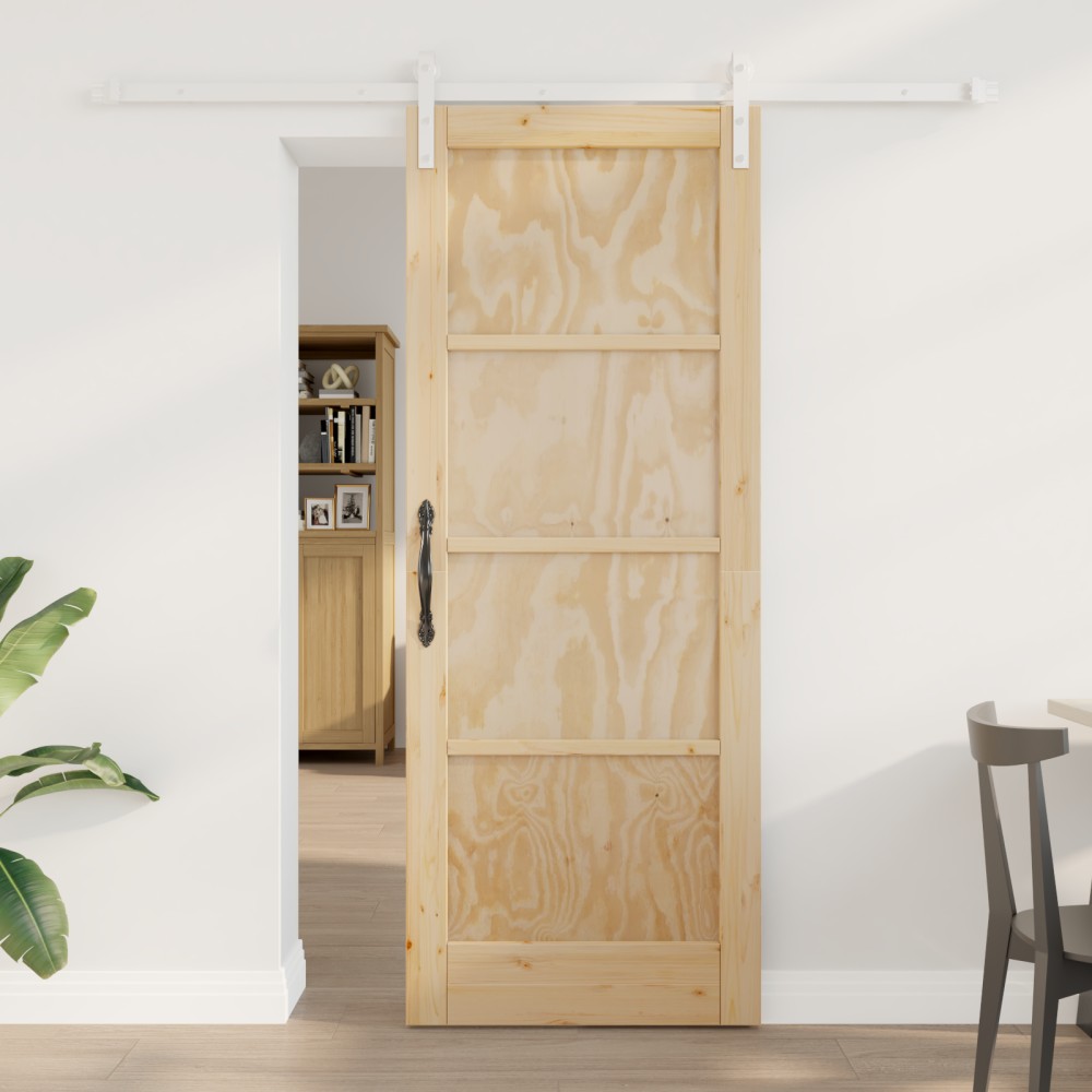 Ușa Glisantă vidaXL cu Set de Accesorii 78x202 cm din Lemn Masiv de Pin