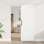 Ușa cu Glisare vidaXL cu Set de Hardware Alb 78x211 cm Lemn Solid