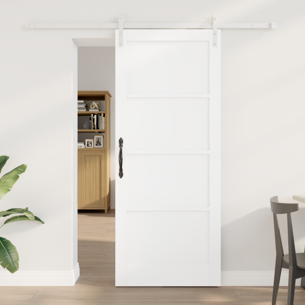 vidaXL Ușa Glisantă Manual Alb 83 x 202 cm Lemn de pin solid și oțel