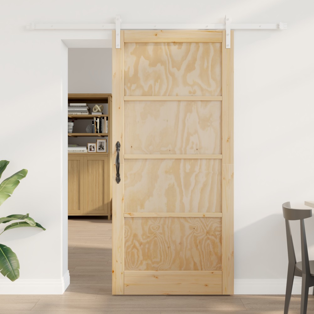 vidaXL Ușa Glisantă Manual Natural și alb 93 x 202 cm